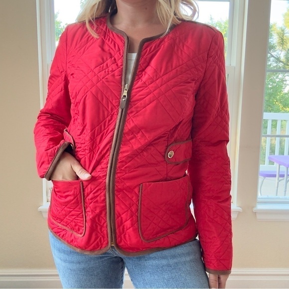 Vintage Chore Jacket Quilted Red and Brown Old Money Light Weight - Picture 1 of 9